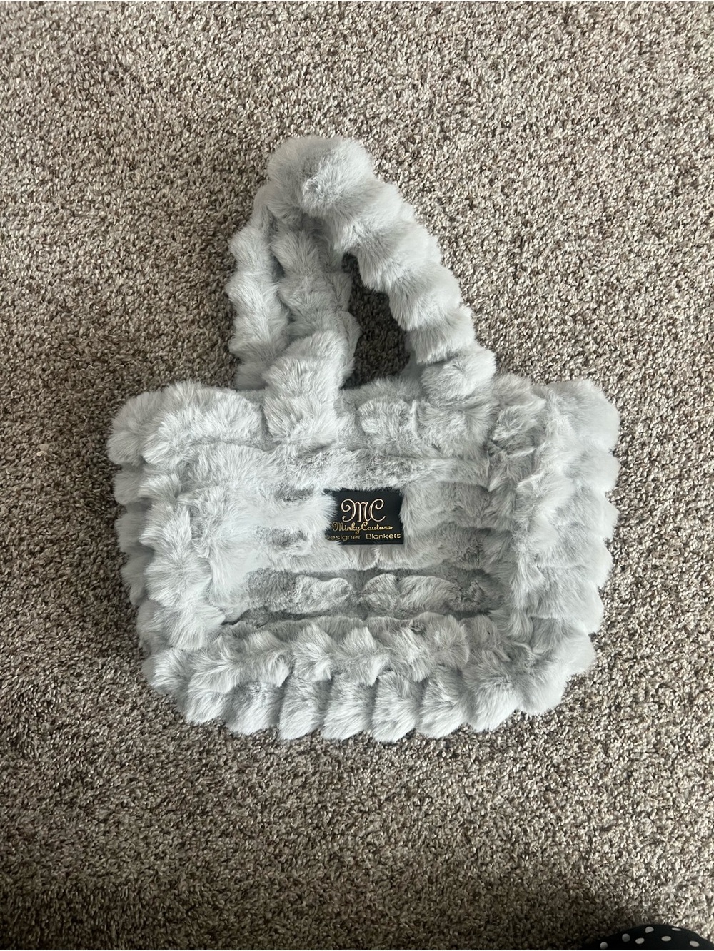 Minky COLLECTION Soft Plush Light Gray Faux Fur Tote